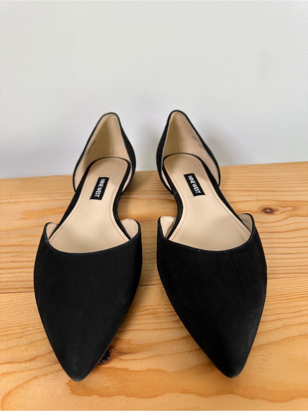 Nine West Starship Ballet Flats Black Pointed Toe Leather Size 7.5 - Picture 2 of 13